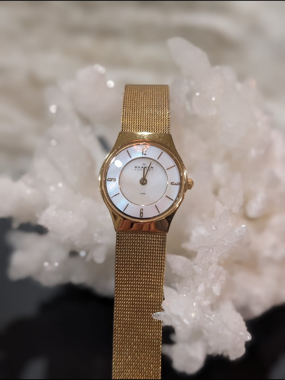 Skagen Gold Watch with Mother Of Pearl